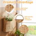 Woven Hanging Basket Water Hyacinth Hanging Wall Basket Portable Wicker Handmade Baskets Front Door Hanger Baskets Wreath for Plants Door Basketswith Handle for Garden Farmhouse Home Flowers