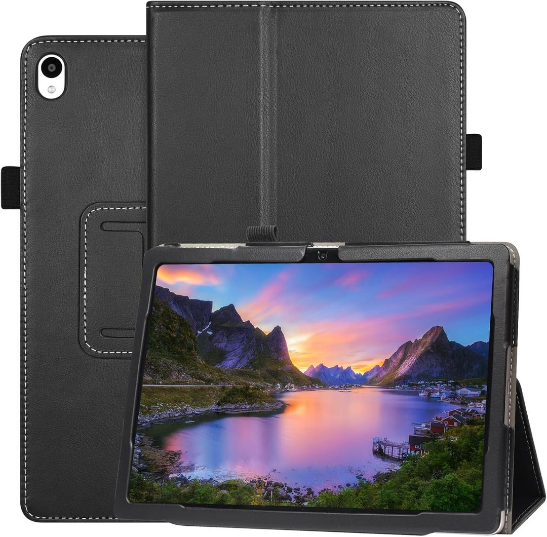 Case for Onn. 10.1 Inch Tablet Gen 4 Model:100135925 2024 Release - Folio PU Leather Stand Cover with Pencil Holder, Black