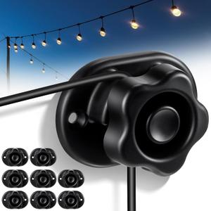 Saillong 8 Pack Heavy Duty String Light Hanging Kit, Weatherproof Hanging Anchors Outdoor Hanger Hooks for Hanging Fairy Lights, Patio Lights, Party Lights, Shade Sails, Black