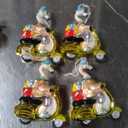 Holiday Home Flamingo Riding Scooter Ornament, 4 pieces