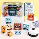 2 x Face Changing Magic Cube Game, Wooden Expression Puzzle Block Games, Fine Motor Skills Board Games for Kids & Adults with Bell