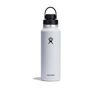 Hydro Flask Water Bottle - Insulated Stainless Steel - Wide Mouth Chug Lid, Non Spill, Leakproof in 40 Oz White