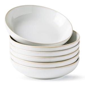 AmorArc 8.5'' Large Pasta Bowls, 36oz Ceramic Pasta Serving Bowls Set of 6 for Kitchen, Wide Bowls for Pasta,Salad,Oatmeal, Microwave Safe, Latte