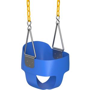 Jungle Gym Kingdom Baby Swing Outdoor - Heavy Duty Toddler Swing Set Accessories, High Back, Full Bucket Seat with Coated Chains for Outdoor Use - Fully Assembled - Green