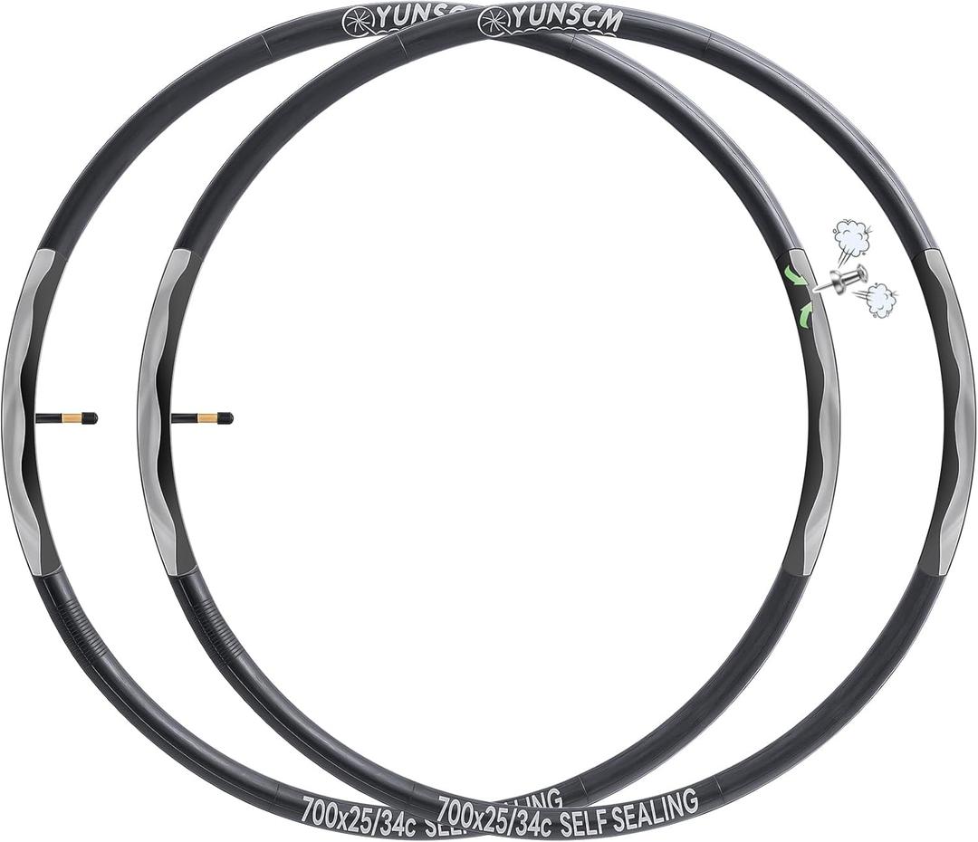 2-PCS 700C Self-Sealing Bike Tubes 700x25C 700x30C 700x32C 700x34C AV48mm Automatic Repair,Puncture Resistant Compatible with 700 x 25C/28C/30C/32C/34C Heavy Duty Bicycle Tire Tubes Schrader Valve