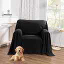 MYSKY HOME Black Couch Covers for Reclining Couch, Non-Slip Sectional Sofa Cover for Dog, Couch Covers for Sofa, Pet Couch Protector, Chair Covers Sofa Slipcovers Washable Furniture Covers, 71"x 91"