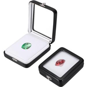 MECCANIXITY 2pcs Gemstone Display Box 3.6x4.4x1.3 Small Diamond Case Black