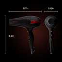 TREZORO Professional Hair Dryer, Ionic Ceramic Tourmaline Technology, 2000W Fast Quiet Drying, with Narrow & Wide Concentrator Nozzles, 3 Heat & 2 Speed Settings, Cool Shot Button, Black