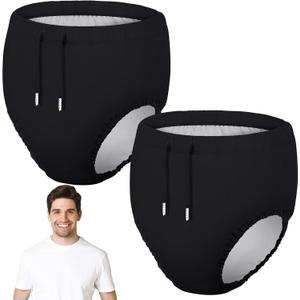 2 Pcs Reusable Adult Swim Diapers Special Needs Cloth Diaper Covers Washable Nappy Trunks Waterproof Leakproof for Postpartum Women Incontinence Protection Unisex(Black,M)