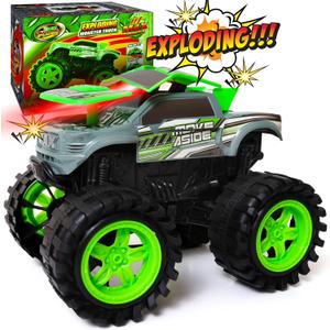 Exploding Monster Truck Toy with Explosive Crash Sounds and Lights, Smash It Up Again and Again, 8.7 Monster Truck Toys for Boys Kids Ages 3, 4-7 & Above | Toddler Toys for 3 Year Old Boys Gift (Grey)