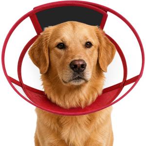 Dog Cone Collar for After Surgery Recovery, Soft Adjustable Elizabethan Collar for Small Medium Large Dogs, Comfortable Anti-Lick Cone for Wound Healing (Red XL)