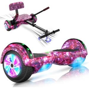 CBD Scooter with Corlorful LED Lights,6.5" Wheels, Dual 300W Motor Scooter for Kids Girls Boys Adults, All Ages (A07-Purple)