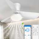 Ceiling Fans Lights with APP & Remote Control: 30 Inch Low Profile Ceiling Fans with Lights Reversible Small Flush Mount Ceiling Fan 3 Colors Quiet 6 Speeds Ceiling Fan for Bedroom Livingroom Kitchen