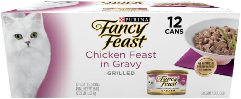 Purina Fancy Feast Grilled Chicken Canned Cat Food, One Carton with (12) 3oz cans BBD May 2028