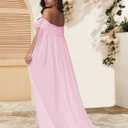 Maternity Mesh Off Shoulder Chiffon Cloak Maxi Photoshoot Dress (Pink, M)