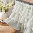 jinchan Ruffled Valance Curtain Slubbed Crossed Hatch Kitchen Valance Cottagecore for Living Room 18 Inch Farmhouse Voile Sheer Shabbychic Half Window Treatment Rod Pocket 1 Panel Off White