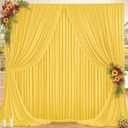 16x10FT Yellow Backdrop Curtains for Wedding Parties, Wrinkle Free Polyester Photography Backdrop Drapes for Wedding Baby Shower Birthday Parties Stage Background Stand Decorations 4x10ft,4 Panels