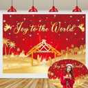 Joy to The World Backdrop for Christmas Red 8x6FT Xmas Snowflake Jesus Photography Background Winter Holiday Party Decorations Supplies Portrait Photo Props