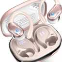 Wireless Earbud, 75H Bluetooth 5.4 Headphones Sport IP7 Waterproof, Running Wireless Earphones with ENC Noise Canceling Mic, 3D Bass Over Ear bud with Earhooks for Android, iOS, Workout, Gym, Rosegold