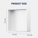 White Shower Niche, Stainless Steel Wall Niche 12"X12", No Tile Needed Recessed Inserted Niche Shower for Bathroom, Living Room, Kitchen for Storage, 12W * 12H