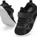 JIASUQI Toddler Shoes for Baby Girls Sneakers Barefoot Walking Shoes Running Tennis Shoes (Size 15.3 ( Black )
)