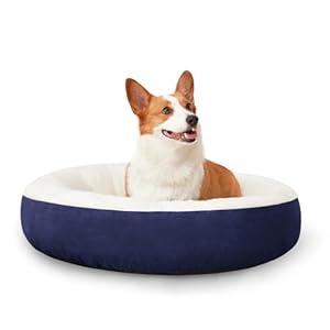Love's cabin Round Donut Cat and Dog Cushion Bed, 25in Pet Bed for Small or Medium Dogs, Anti-Slip & Water-Resistant Bottom, Soft Durable Fabric Pet Beds, Washable Calming Cat & Dog Bed Navy