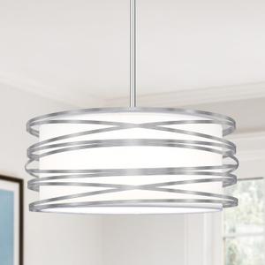 16 inch Modern Drum Pendant Light 3-Lights Brushed Nickel Chandelier Dining Room Light Fixture, Adjustable Ceiling Pendant Kitchen Light Fixture Over Table for Living Room Bedroom