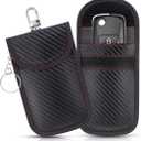 2 Pack Faraday Car Keycase Protective Bag Car rfid Signal Blocking Key Fob Protector Carbon Fiber Security Anti-theft Car Key Pouch Anti-Hacking Case Blocker Car Rfid Key Bag Faraday Cage Protector