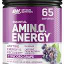 Optimum Nutrition Amino Energy - Pre Workout with Green Tea, BCAA, Amino Acids, Keto Friendly, Green Coffee Extract, Energy Powder - Concord Grape, 65 Servings (Packaging May Vary) (EXP 02/24/28)