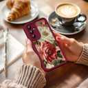 for Samsung Galaxy A54 5G Case, Creative Flower Pattern Design Girls Women Liquid Silicone Cover, Thicker Frame Shockproof and Scratch-Resistant Soft Case for Samsung A54 - Floral Crimson