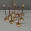 Vintage Low Metal Candlestick Holder Set - 12 Gold Taper Candles with Anti-Slip Pad for Table Centerpiece, Weddings, Dinners & Parties - 3 Sizes