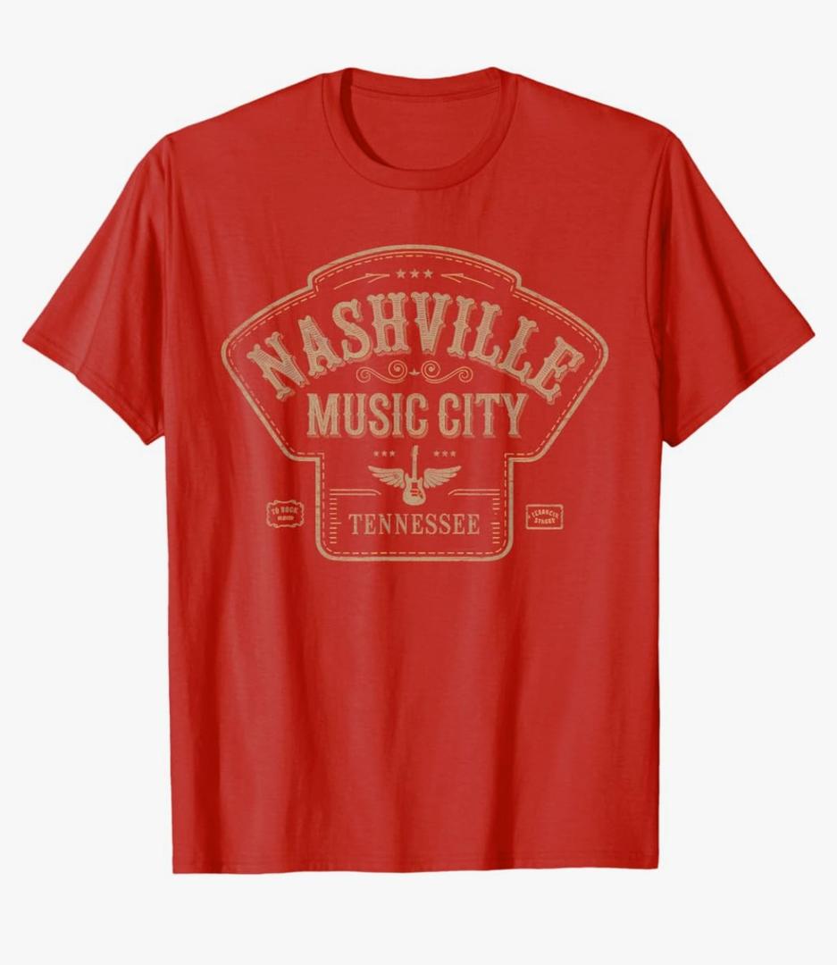 Nashville Music City Tshirt Women Men Tennessee Rock Country T-Shirt, Large