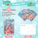 2 x 32 Christmas Postcards, Dreamy Snow Cottage Pattern, Winter Postcards Miniature Scenes Style Set, Xmas Cards for Holiday Wishes Party Favors, 4 x 6 Inch