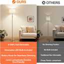 Upgraded Dimmable Gold Floor Lamps for Living Room, 9W LED Bulb Included, Modern Standing Lamp with White Lamp Shade, Tall Pole Light for Bedroom Reading Office Corner Nursery