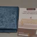 Romanstile Rectangle Vinyl Tablecloth,100% Waterproof Heavy Duty Oil Spill Proof Stain Resistant Plastic PU Table Cover with Flannel Backing for Kitchen, Dining (Rose Blue, 60 x 84)