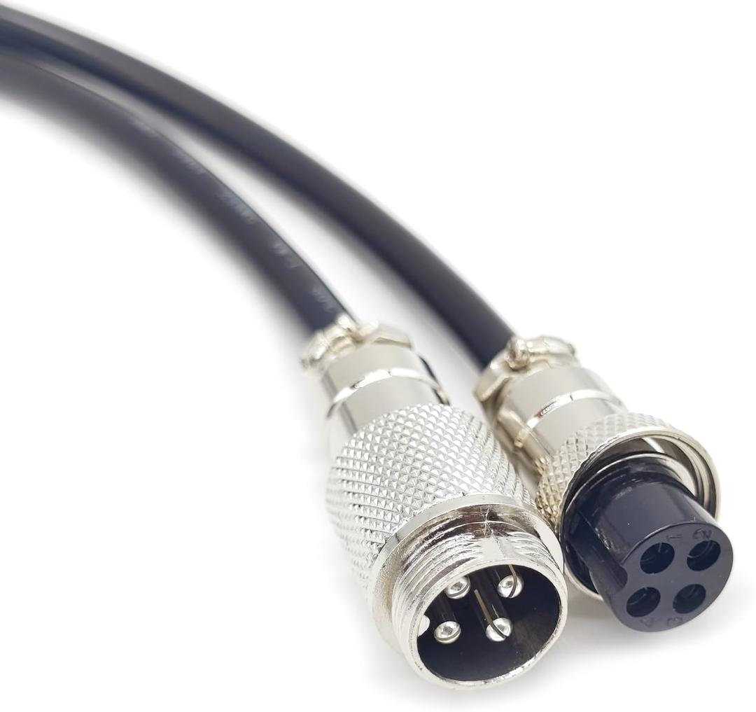 16.4 ft GX16 4 Pin Cable Male to Female Head Aviation Cordset, GX16 4 Pin Panel Mount Circular Metal Aviation Connector Adapter Female to Male 20AWG (5Meter)