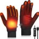 USB Heated Gloves, Warm Winter Heated Gloves with 3 Adjustable Temperature Non-Slip Electric Touchscreen Hand Warmers Work Unisex Washable Fleecing Glove for Men Women Outdoor Indoors