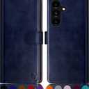 3 x SUANPOT for Samsung Galaxy S24 Plus/S24+ Wallet case with RFID Blocking Credit Card Holder,Flip Book PU Leather Protective Cover Women Men for Samsung S24Plus Phone case Blue