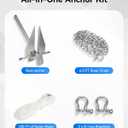 JY PERFORMANCE 5/8/10/13 lb Galvanized Fluke Anchor Kit with Chain, Rope and Shackles, Boat Anchor Kit for 8-16/12-22/16-26/20-32 ft Pontoon, Dinghy, Fishing and Bass Boats