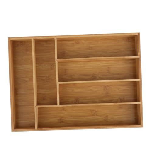 JUVALE Small Drawer Utensil Organizer Bamboo Tableware Case Spoon Organizer for Drawer Kitchen Box