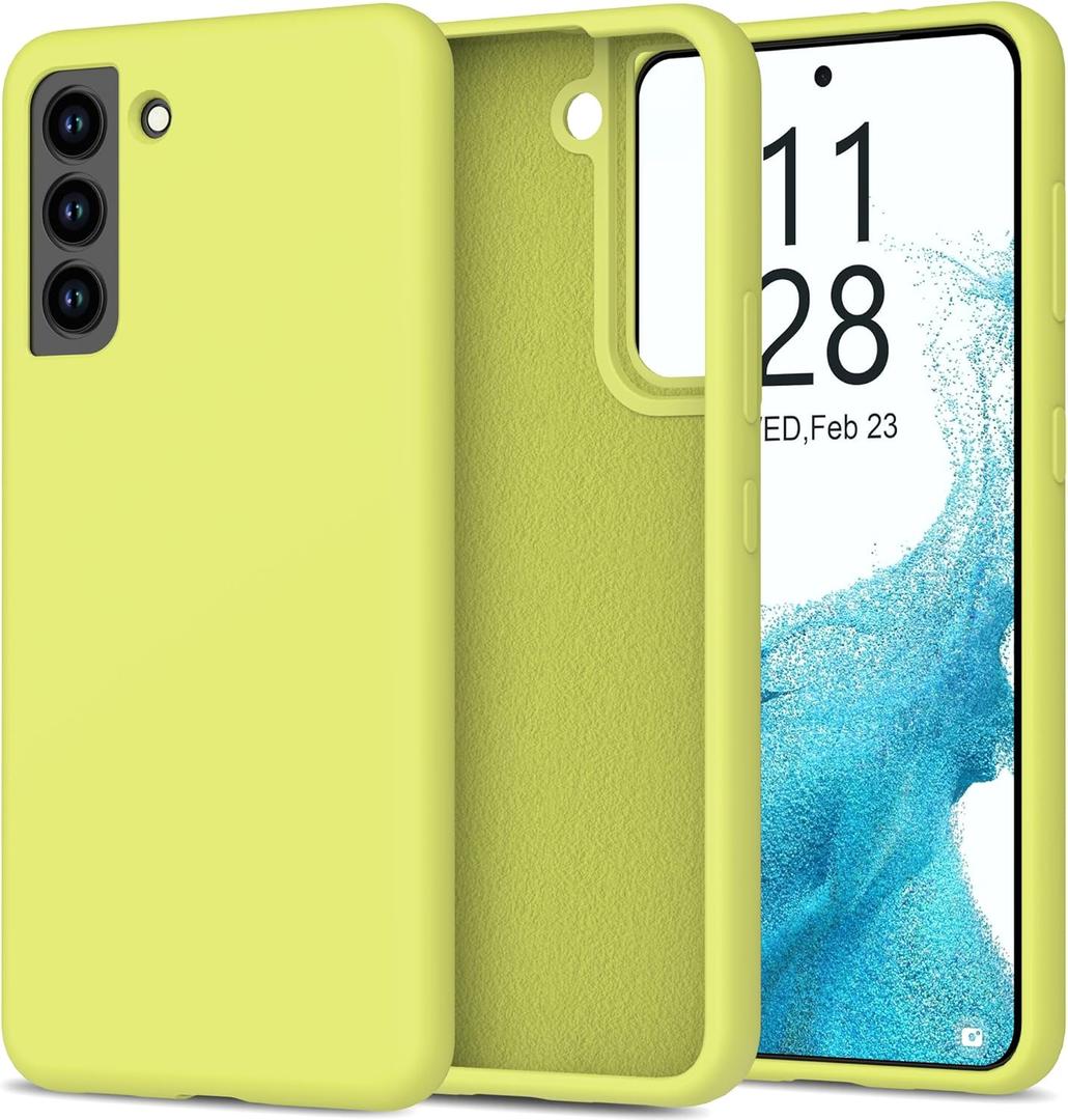 bemal for Samsung Galaxy S21 Plus Case - Smooth Silky Liquid Silicone - Slim Fit Soft Microfiber Lining - Designed for Women and Girls - Shockproof Protective Phone Cover 6.7"- Yellow Green