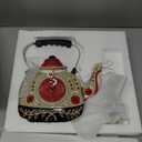 Enesco Allen Designs Vintage Floral Tea Kettle Sculpted Pendulum Wall Clock, 10.24 Inch, Multicolor