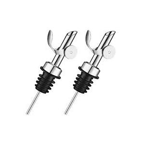Pafusen 2 Pack Liquor Pour Spout, Auto Flip Olive Oil Dispenser Spout, Pour Spout for Liquor Bottles, Olive Oil Spout, Bottle Pourers for Alcohol Home Bar Accessories Silver