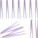 6 x 12PCS 11.5cm Straight Purple Plastic Tweezers DIY Jewelry Making Crafts Beads Tweezers for Picking and Placing Beads Craft Supplies