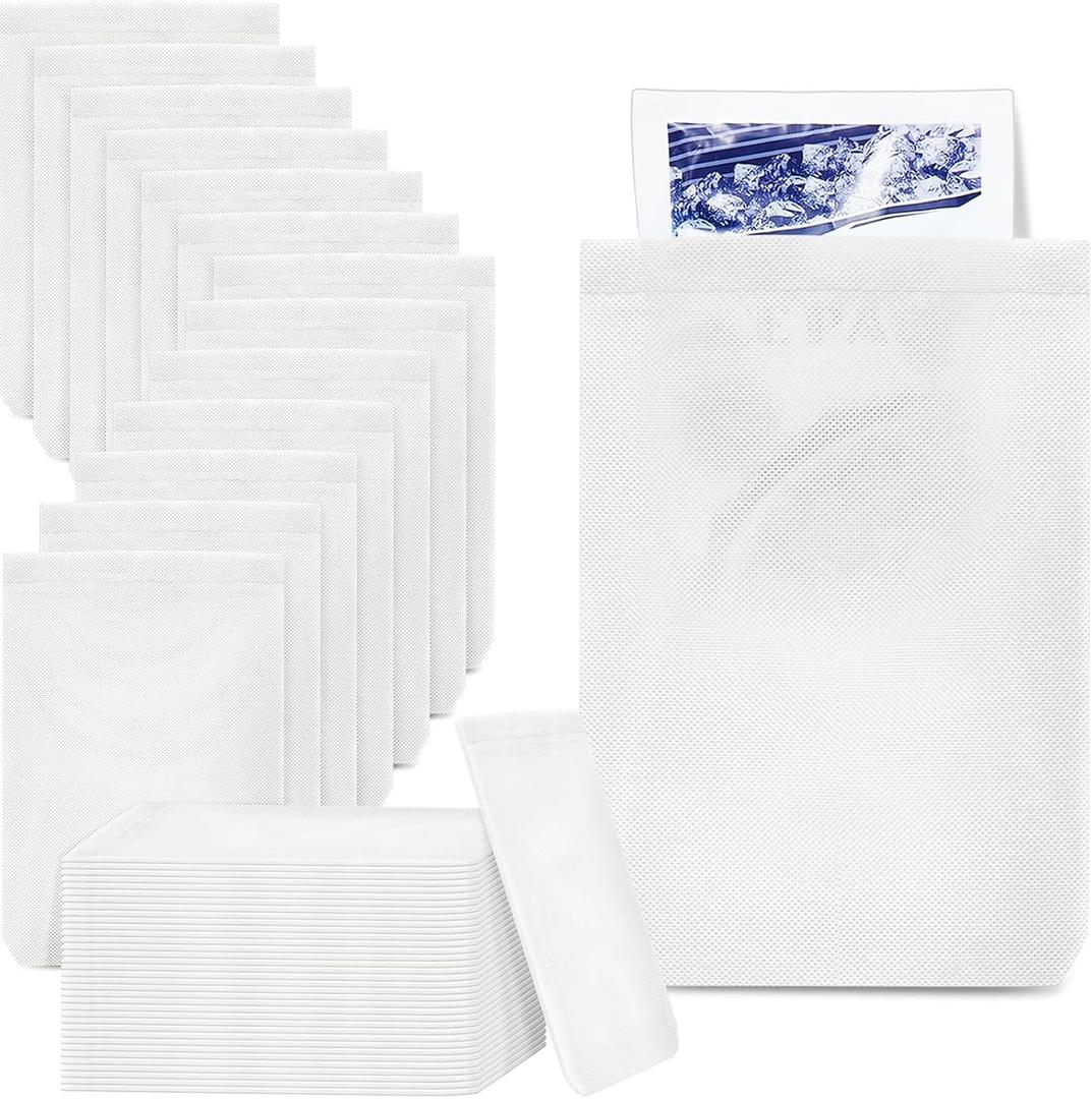 Tatuo 100 Pcs Disposable Hot Cold Pack Sleeves 6 x 9 Inch Non Woven Disposable Ice Pack Sleeve Protective Cover for Hot and Cold Bags (White)