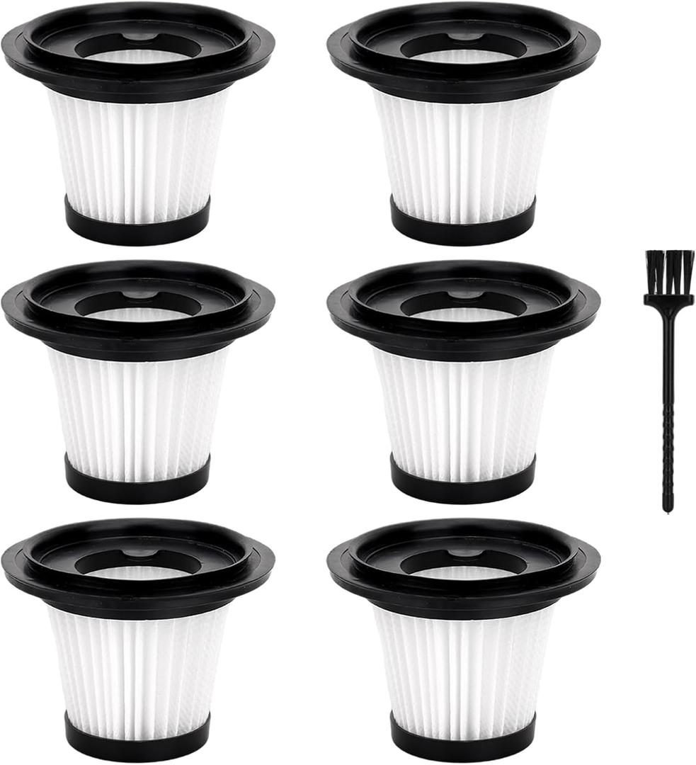 6 Pack Filters Replacement Compatible with BSRCO ATJ-2166 Handheld Car Vacuum, Washable HEPA Filters Works with H126 and ATJ Car Handheld Vacuum