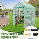 Greengro Greenhouse, 57 x 57 x 76'' Greenhouses for Outdoors, Durable Green House Kit with Window, Thicken PE Cover, 3 Tiers 8 Shelves, Heavy Duty Walk in Green Houses for Indoor Backyard Outside, Medium