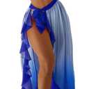 SHENHE Women's 3 Piece Swimsuits Ombre Triangle Bathing Suit with Sarong Coverup Wrap Skirt (Blue, S)