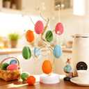 Easter Decoration Egg Hanging Ornaments, 8 Pcs 3 inch Large Decorations Artificial Velvet Colorful Tree Gifts Box for Trees Spring Decorative for DIY Crafts Party School Office Home Decor