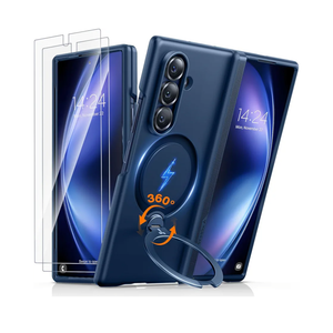 TORRAS 360 Spin Magnetic Stand for Galaxy Z Fold 7 Case, MILGrade Hinge Protection, Fit for Magsafe, 360 Kickstand & Ring Holder, Armor Hard Slim Case for Samsung Galaxy Z Fold 7, Blue